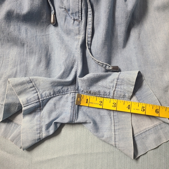 CALVIN KLEIN JEANS Sleeveless Denim Romper w Pockets & Drawstring Waistline - Picture 9 of 16